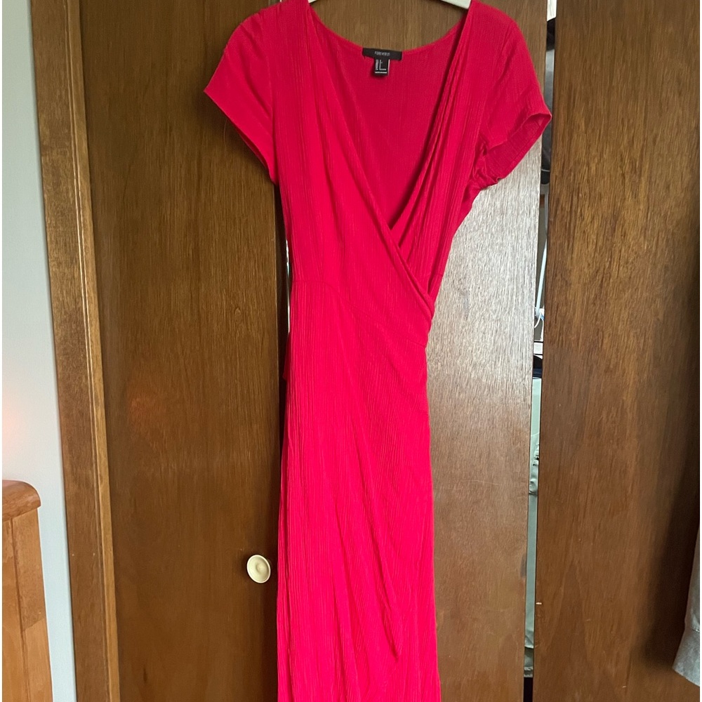 Red wrap dress